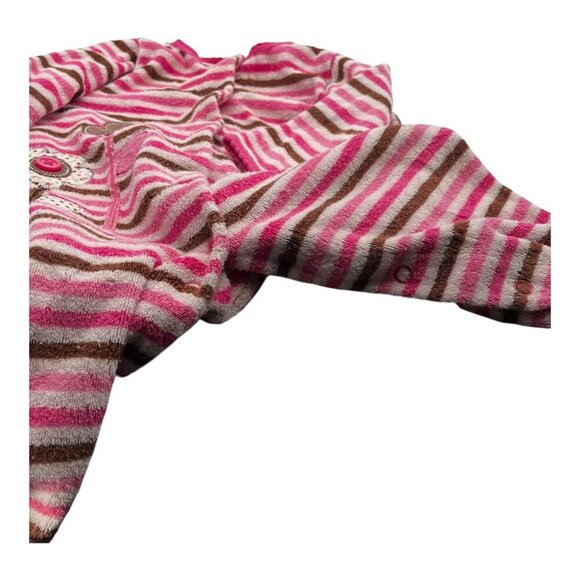 Carter's Baby Girl One Piece Pajamas 9M Striped Floral Snap Closure Long Sleeves - Picture 12 of 12